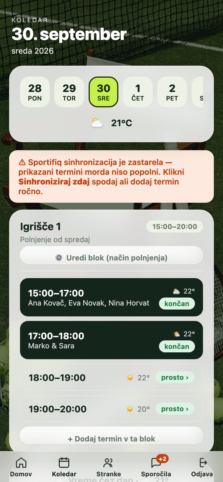 Posnetek zaslona: Koach, Telefon